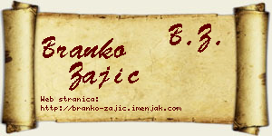 Branko Zajić vizit kartica